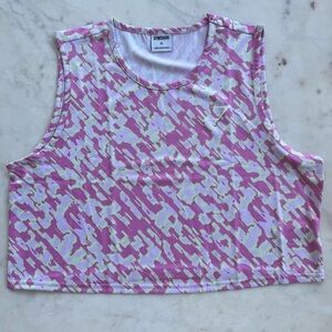 Gymshark Women’s Jersey Crop Tank – Abstract Pink/Green Print